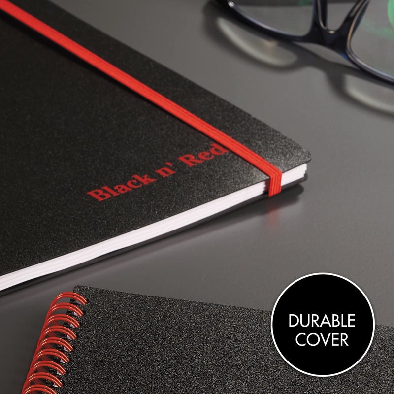 Black n' Red Business Notebooks, 3 Pack, Soft Cover, Twin Wire, 70 Sheets, 8-1/4"" x 5-7/8"", Black (400161061) - Image 5